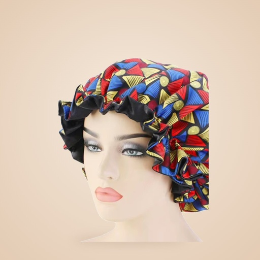 Bonnet satin réversible motifs africains